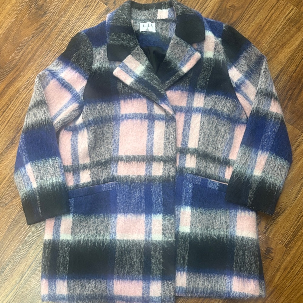Elle Multicolor Plaid wool blend Aubry coat